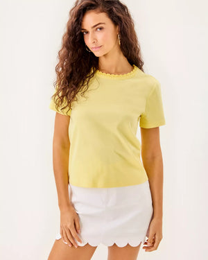 CLAIRMONT CROCHET TRIMMED TOP LIMONCELLO
