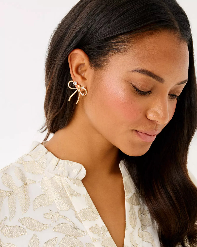 TIS THE SEASON EARRINGS GOLD METALLIC
