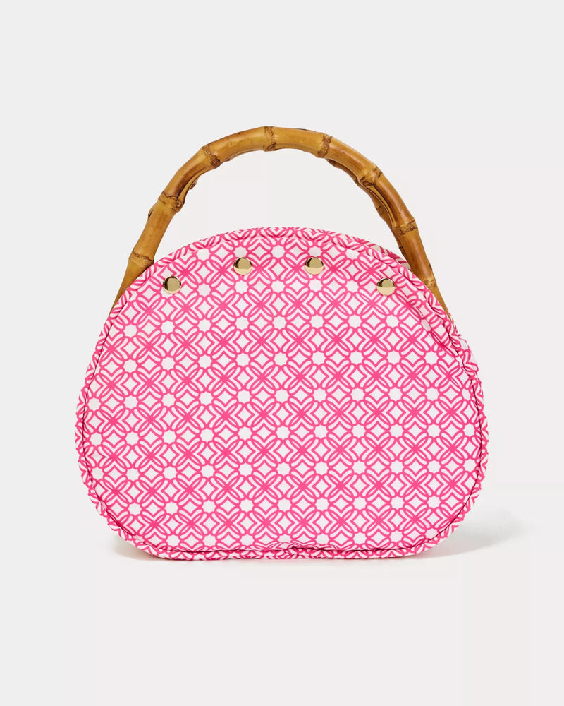 BREAKERS BAMBOO BERMUDA BAG PASSION FRUIT PINK X RESORT WHITE BUTTERFLY PATTERN