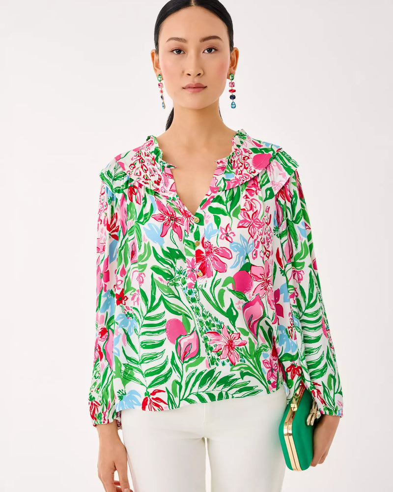 JAPHIA LONG SLEEVE TOP MULTI GLOWING GARDENS