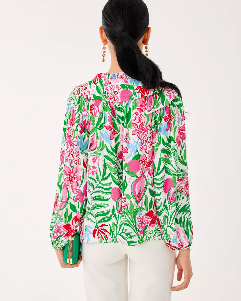 JAPHIA LONG SLEEVE TOP MULTI GLOWING GARDENS