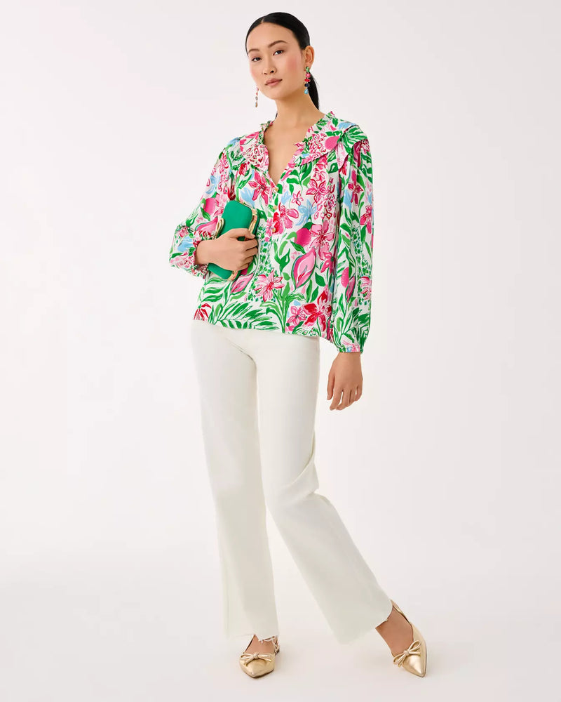 JAPHIA LONG SLEEVE TOP MULTI GLOWING GARDENS