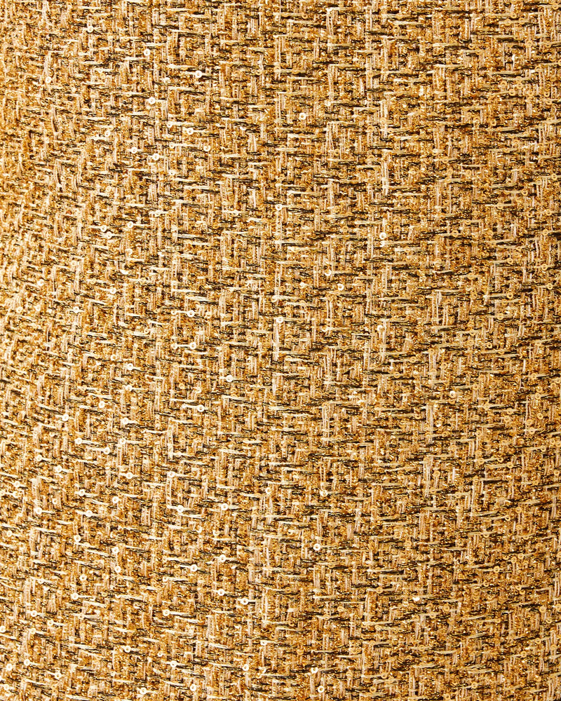 CORA SKIRTED ROMPER GOLD METALLIC GOLDEN GLOW BOUCLE