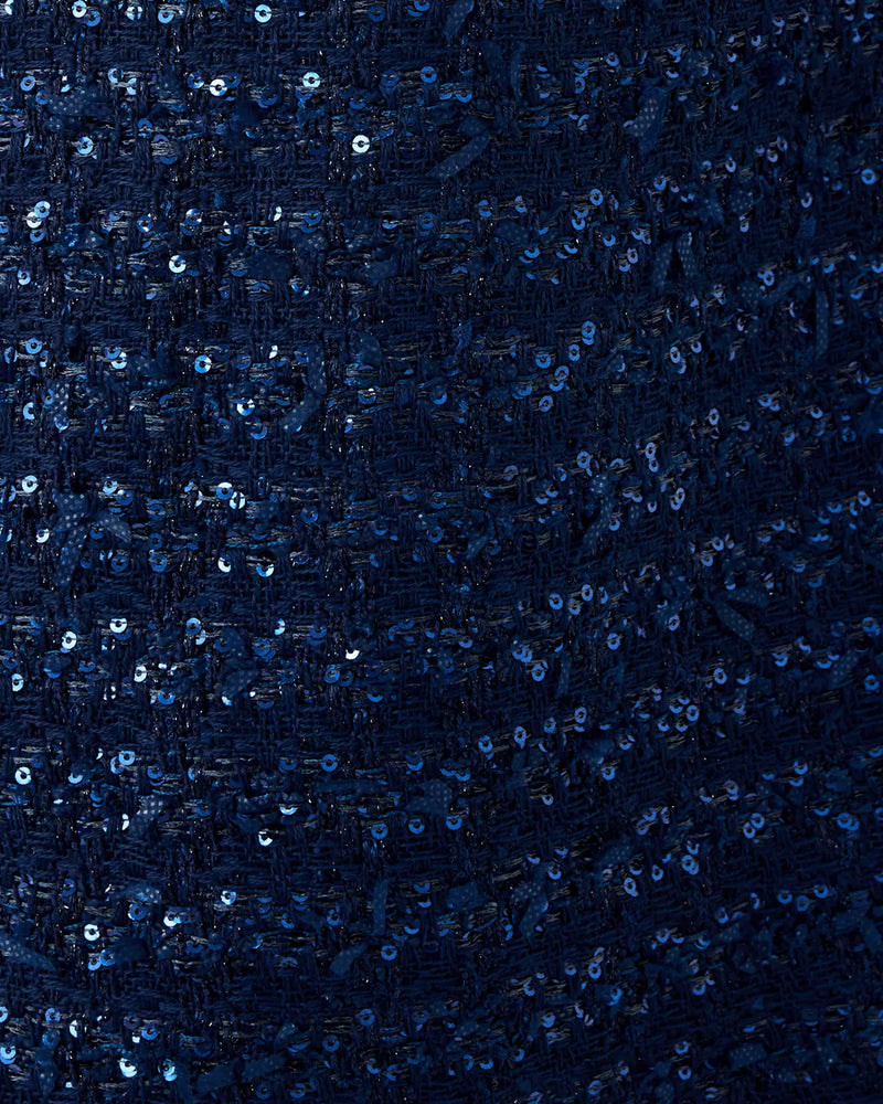 RONAN SKIRTED ROMPER LOW TIDE NAVY AFTER PARTY LUREX BOUCLE