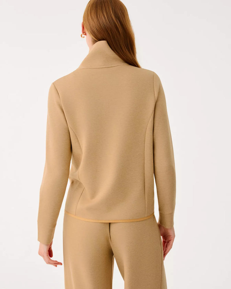 BASQUE FULL ZIP JACKET UPF 50+ HEATHERED ICED LATTE