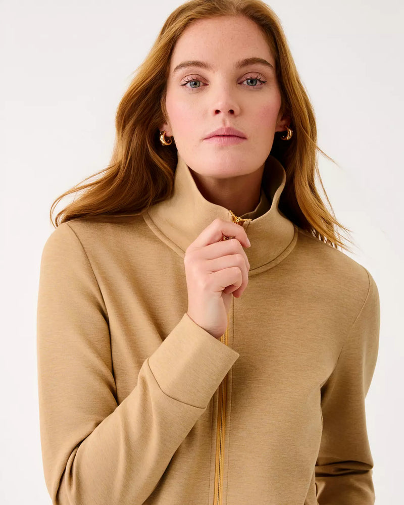 BASQUE FULL ZIP JACKET UPF 50+ HEATHERED ICED LATTE