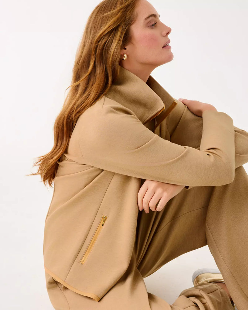 BASQUE FULL ZIP JACKET UPF 50+ HEATHERED ICED LATTE