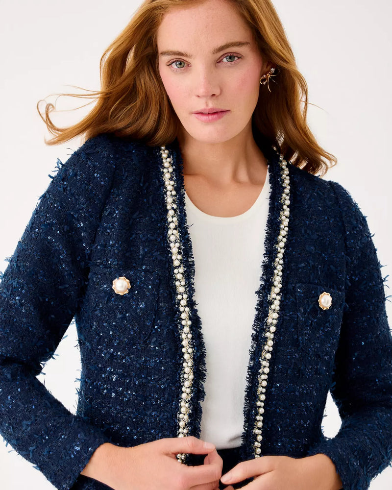 NEOMA BOUCLE JACKET LOW TIDE NAVY AFTER PARTY LUREX BOUCLE