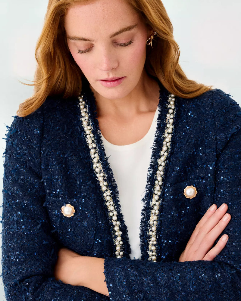 NEOMA BOUCLE JACKET LOW TIDE NAVY AFTER PARTY LUREX BOUCLE
