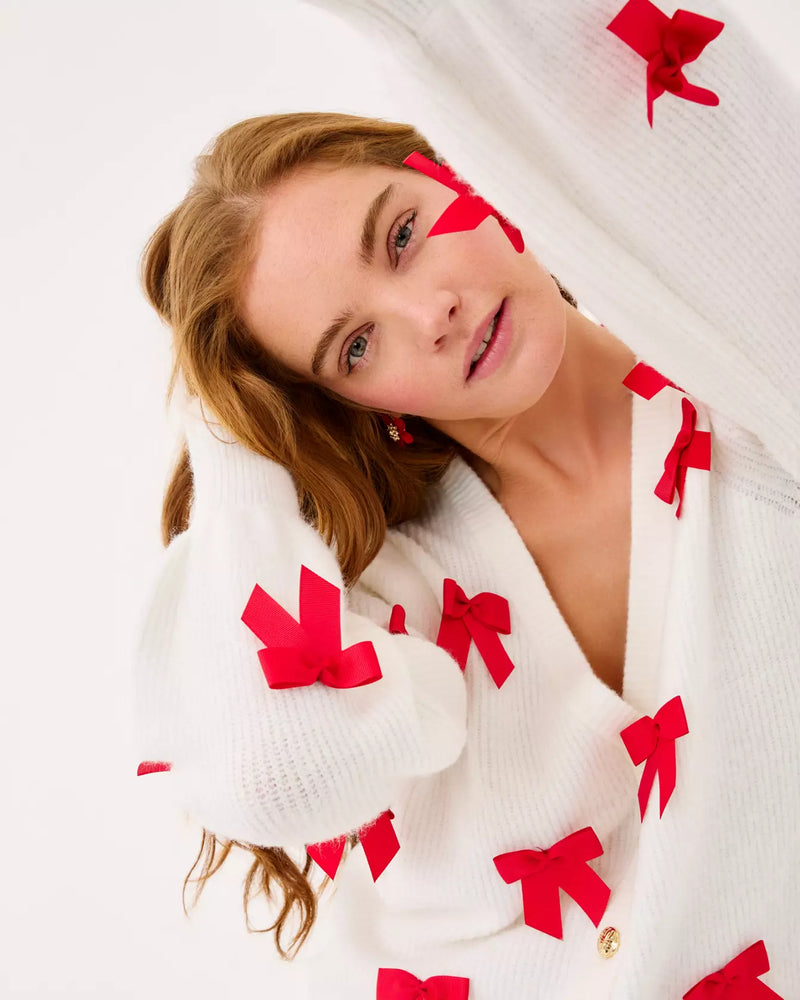 ZARIE CARDIGAN COCONUT PARTY BOWS