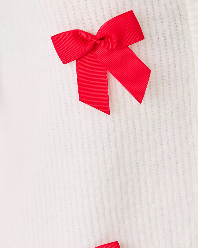 ZARIE CARDIGAN COCONUT PARTY BOWS