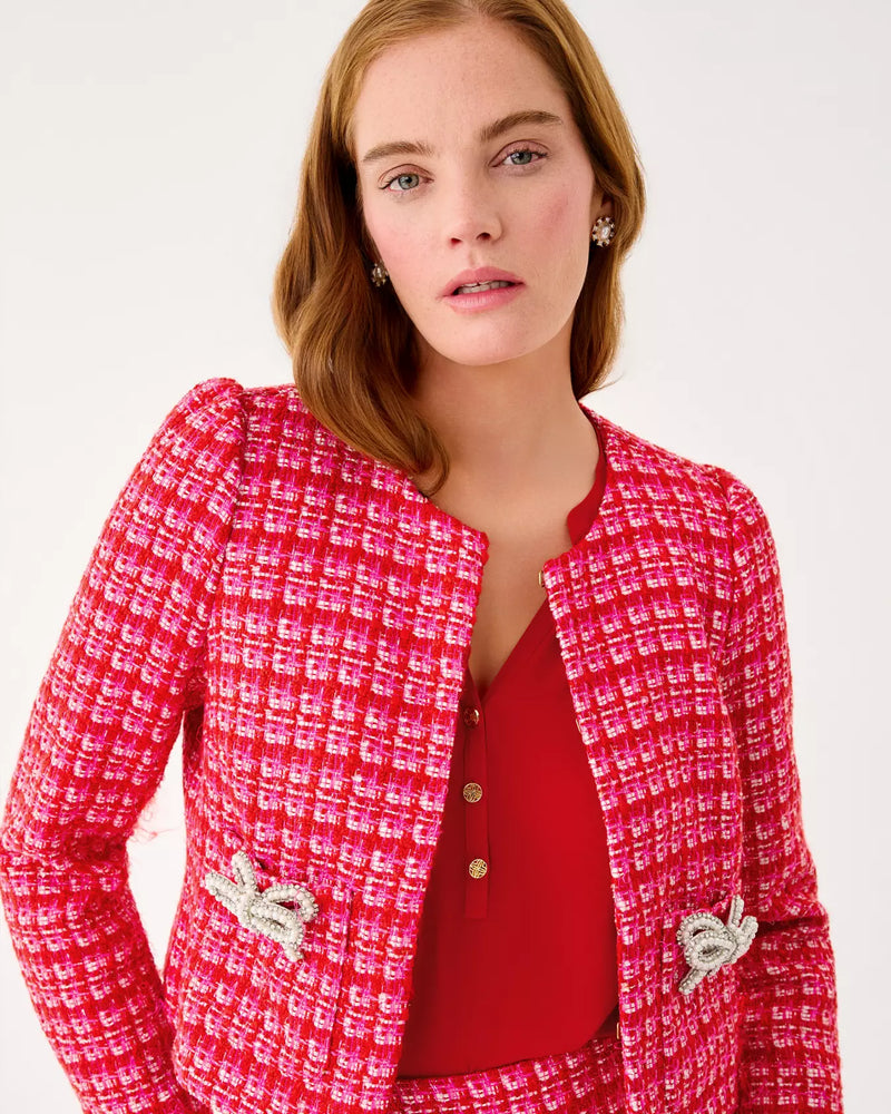 KIMIA BOUCLE JACKET CRANBERRY RED FIESTA BOUCLE