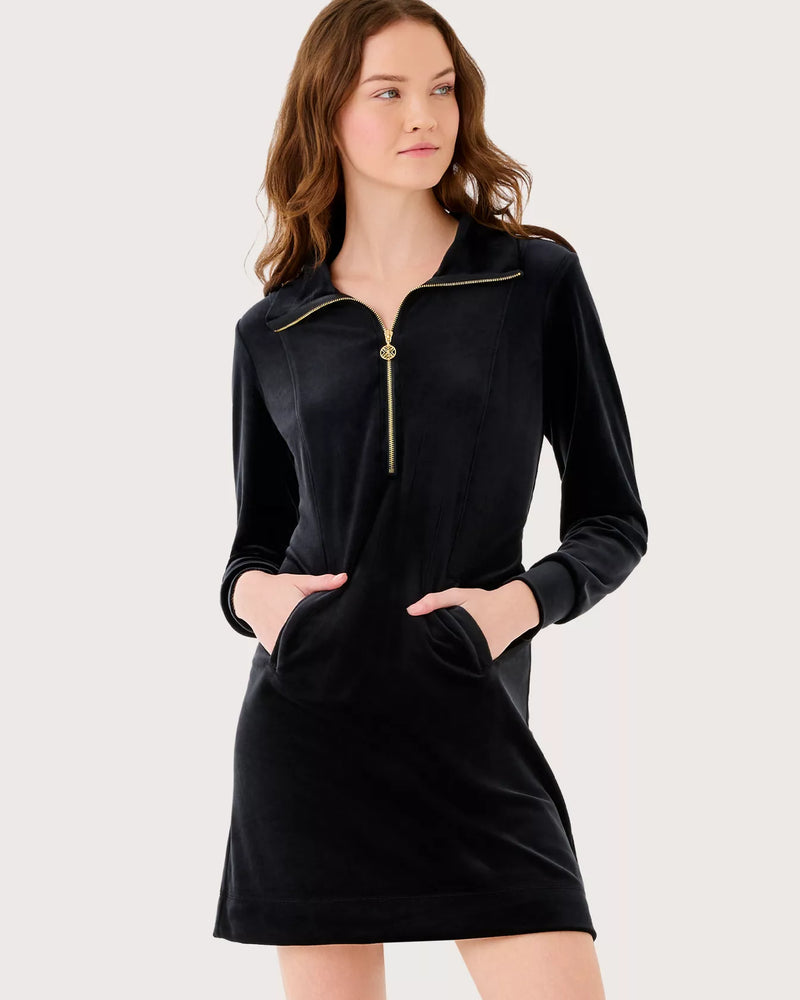ELENI VELOUR DRESS NOIR
