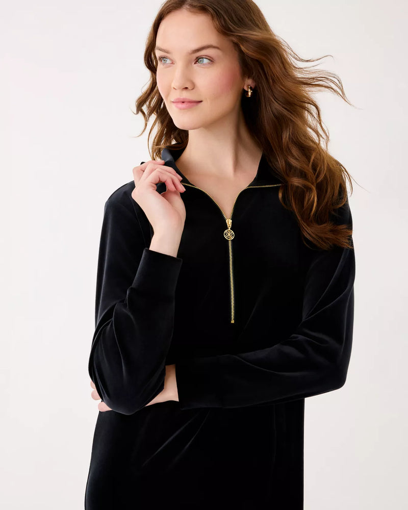 ELENI VELOUR DRESS NOIR