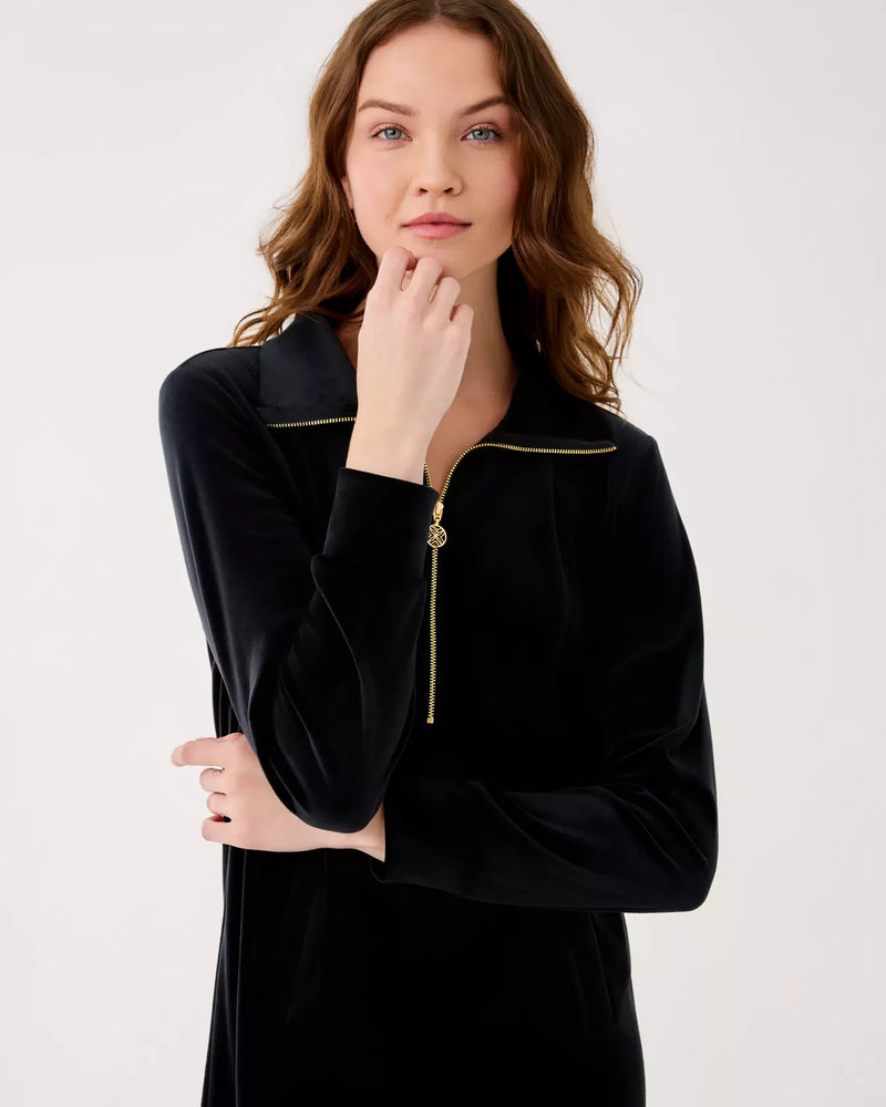 ELENI VELOUR DRESS NOIR