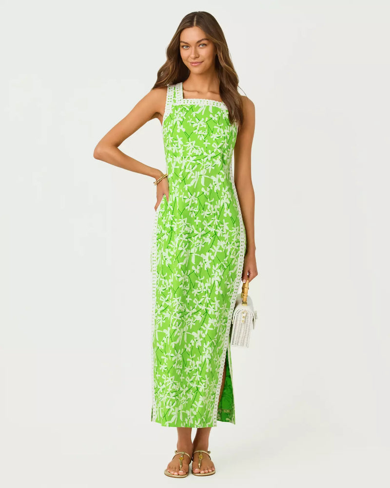 slim fit dress slacks 1960s Green & Lime Floral Early Lilly Shift – Current Vintage main image 1