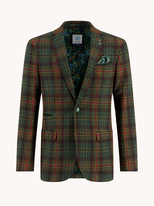 BLAZER TARTAN WOOL DARK GREEN