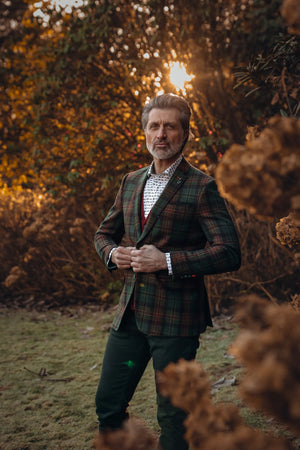 BLAZER TARTAN WOOL DARK GREEN