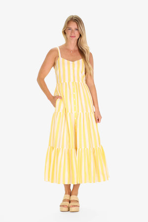 DUXBURY DRESS LEMON LINEN STRIPE