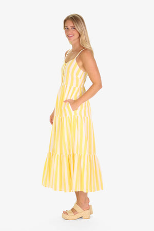 DUXBURY DRESS LEMON LINEN STRIPE