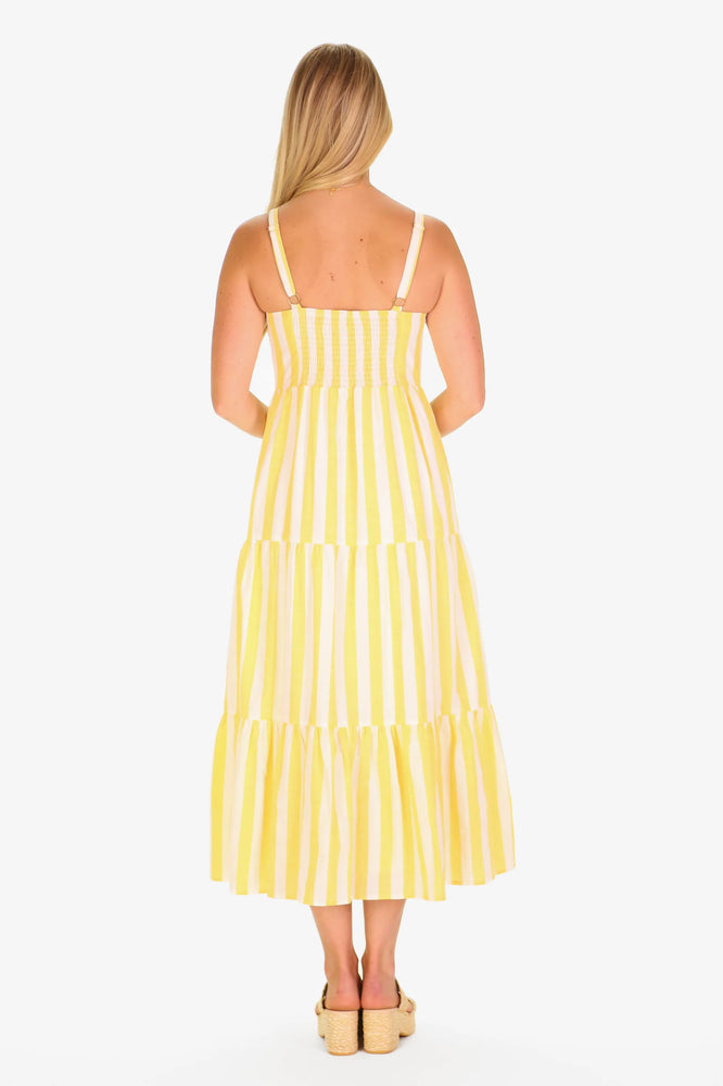 DUXBURY DRESS LEMON LINEN STRIPE