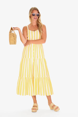 DUXBURY DRESS LEMON LINEN STRIPE