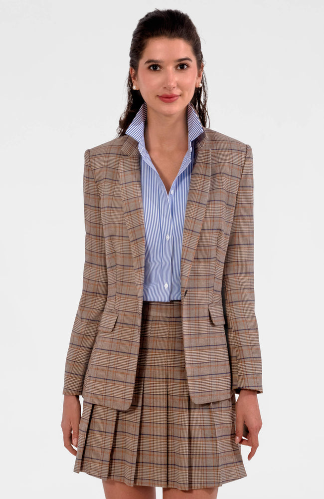 PREPATORY PLAID BLAZER KHAKI/NAVY