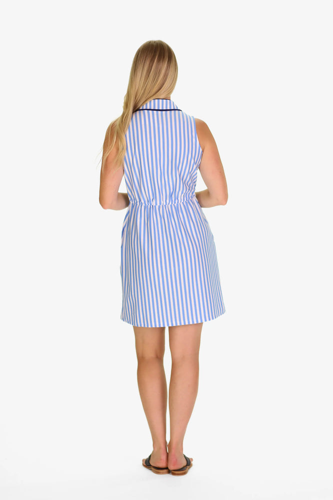 LINA DRESS SKY/WHITE STRIPE