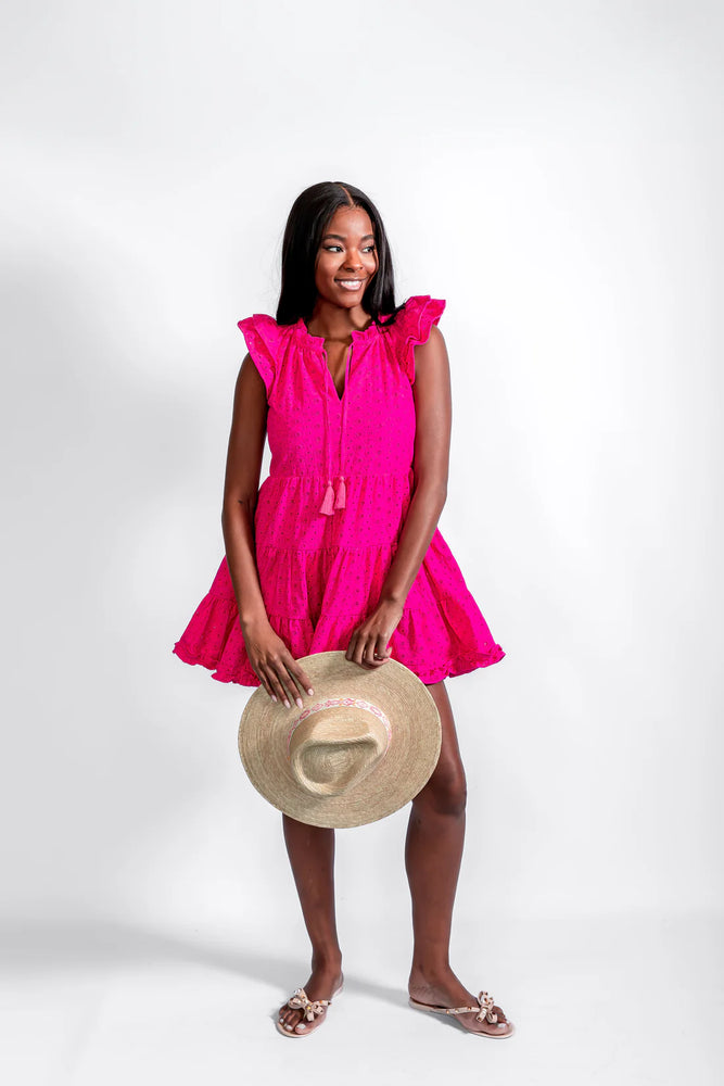 RUFFLE NECK DRESS WATERMELON