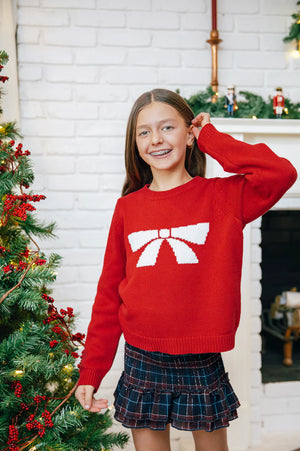 RED KIDS BOW SWEATER