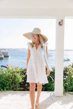 RUFFLE NECK DRESS W TASSELS WHITE