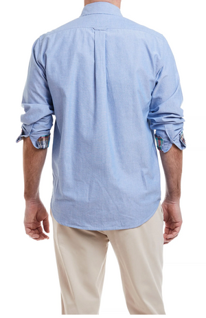 CHASE LONG SLEEVE SHIRT BLUE OXFORD WITH PATCH MADRAS TRIM