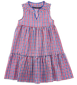 GIRLS EVA DRESS RED AND NAVY GINGHAM
