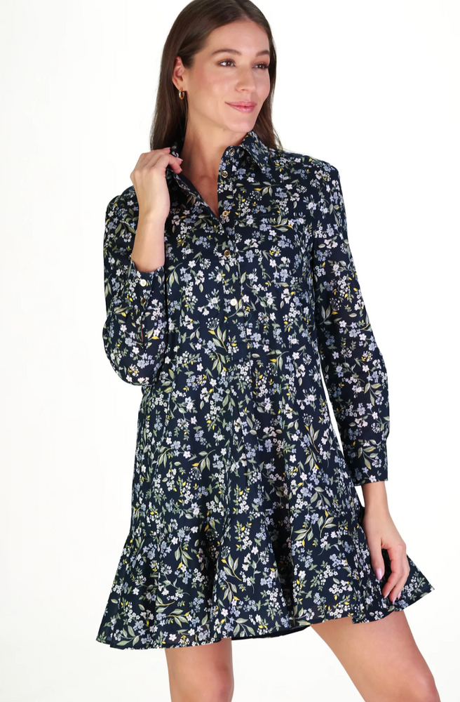 IRIS DRESS NAVY FALL FLORAL