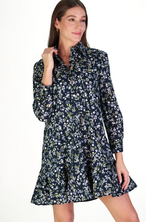 IRIS DRESS NAVY FALL FLORAL