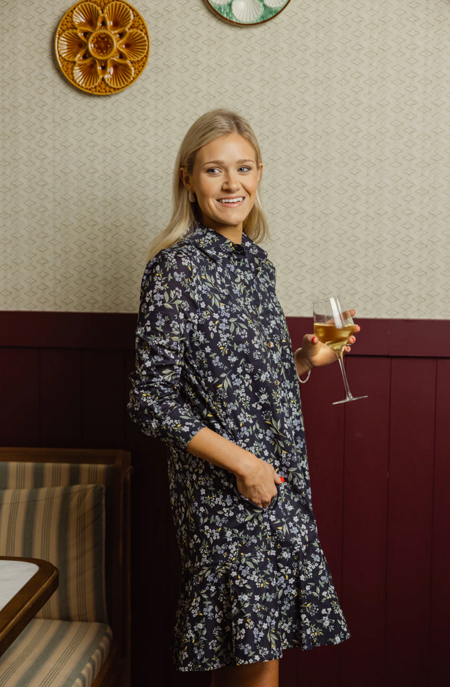 IRIS DRESS NAVY FALL FLORAL