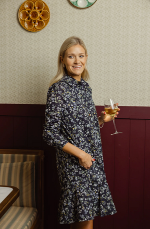 IRIS DRESS NAVY FALL FLORAL