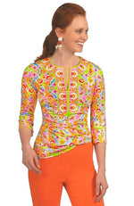 SPLIT NECK TOP WATTEAU PINK/LIME