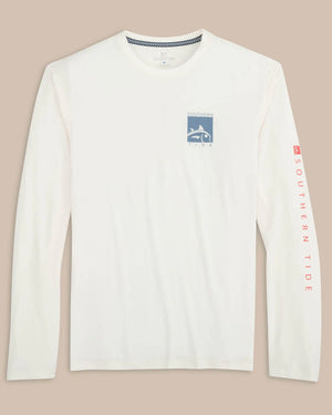 MENS LONG SLEEVE BOXED CHEST PERF TEE SAND WHITE