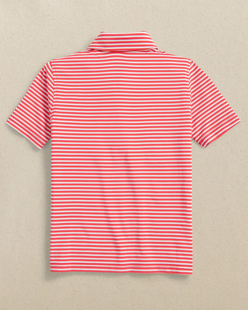BOYS DRIVER PERFORMANCE POLO POPPY RED CARAVEL STRIPE