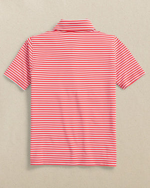 BOYS DRIVER PERFORMANCE POLO POPPY RED CARAVEL STRIPE