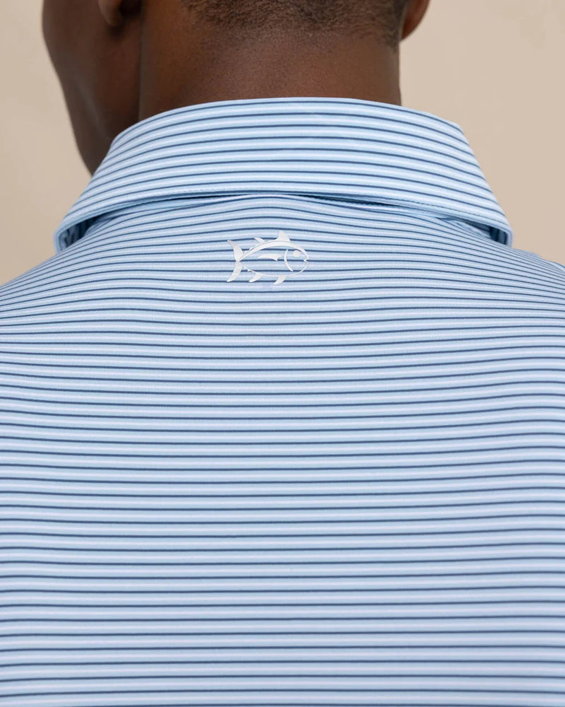 BAYTOP STRIPE PERFORMANCE POLO CLEARWATER BLUE