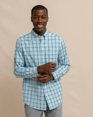 WHALEHEAD PLAID SPORT SHIRT CHILLED BLUE