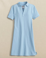 W SS DEMI SOLID POLO DRESS CERULEAN