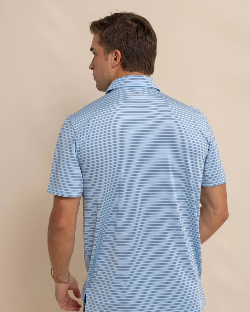 DRIVER BAYWOODS STRIPE POLO CLEARWATER BLUE
