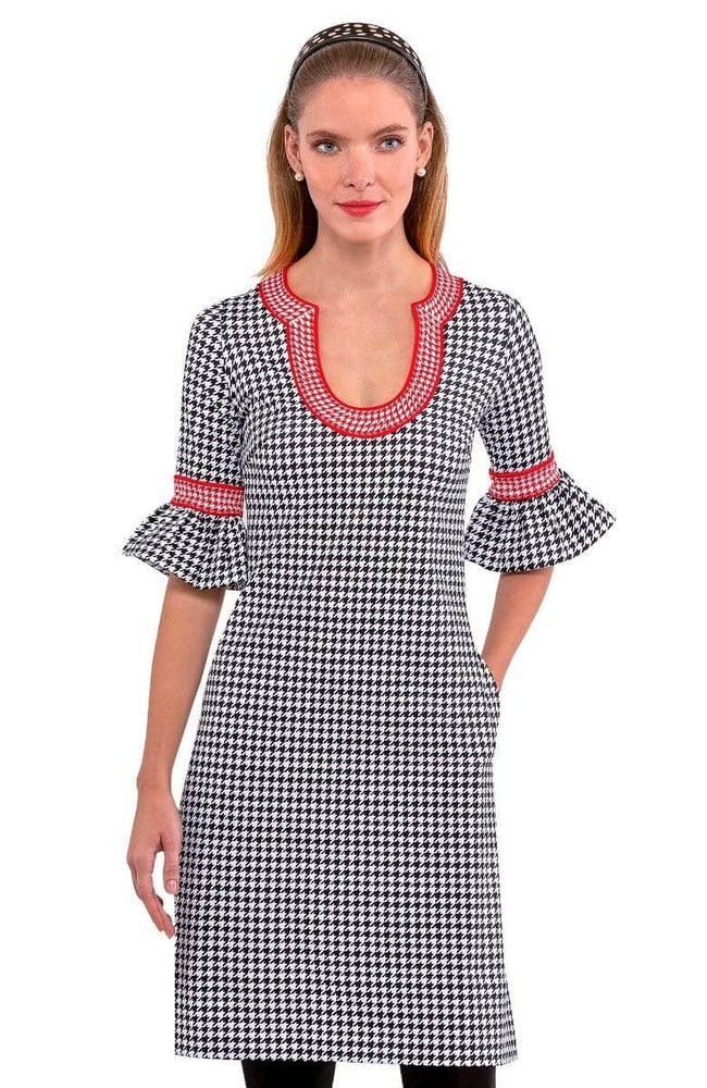 SHAKE YOUR TUSHY DRESS HOUNDSTOOTH BLACK/RED