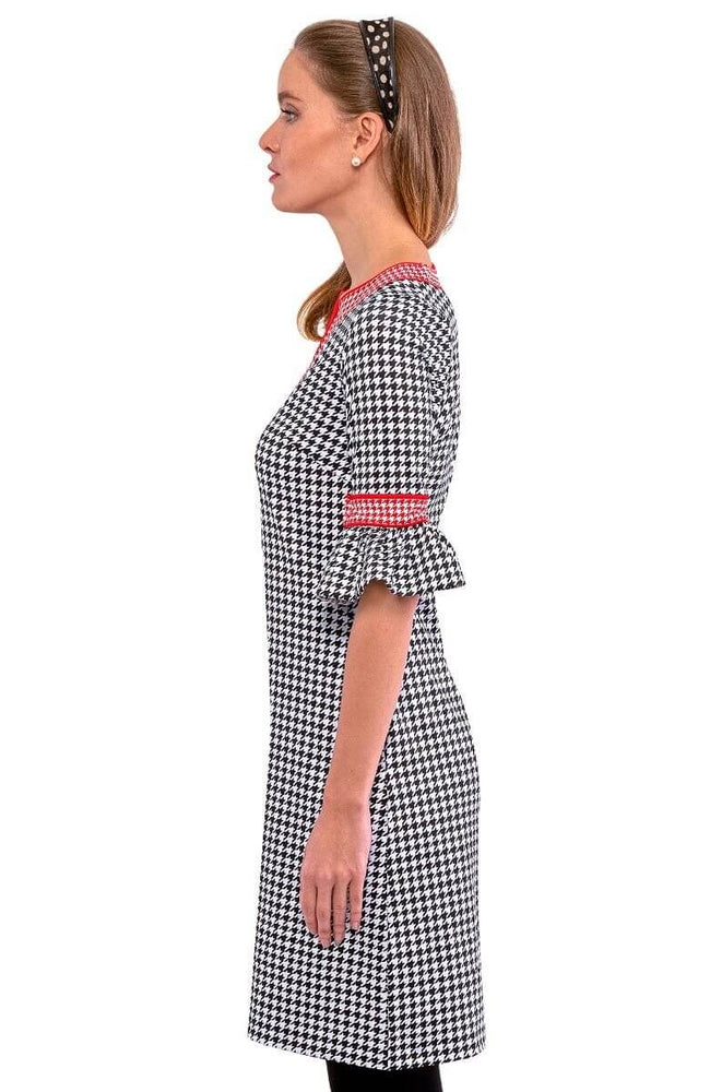 SHAKE YOUR TUSHY DRESS HOUNDSTOOTH BLACK/RED