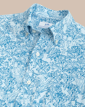 FLORAL CORAL SPORT SHIRT CHILLED BLUE