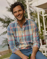 MENS LONG SLEEVE GULF BREEZE MADRAS SPORTSHIRT LIGHT INDIGO