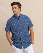 MENS SHORT SLEEVE IC KEEP IT NAUTICAL HEATHER SHIRT HEATHER AGED DENIM